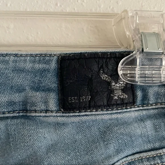 American Eagle Jeggings Super Stretch High Rise Skinny Light Wash Distressed - Picture 10 of 11